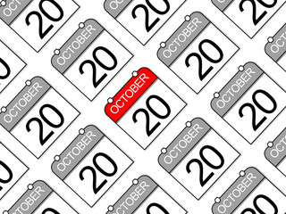 October 20th, daily calendar template on white background.