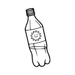 beverage bottle with smiling sun label