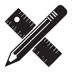 A black silhouette of a Pencil and Ruler vector