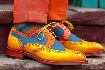 Vibrant Elegance: Colorful Brogue Shoes with Bold Accents