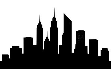 Naklejka premium Silhouette of a City Skyline in Black against White Background
