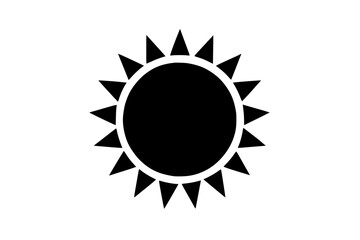 Naklejka premium Bold Sun Silhouette with Spiky Rays on White Background