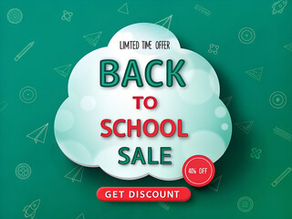 Back to school sale vector banner design. Back to school limited time offer text in paper space with educational elements and supplies for shopping promo template. Vector illustration school sale