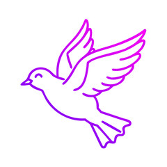 Obraz premium Bird icon in outline design with pink and purple colors 