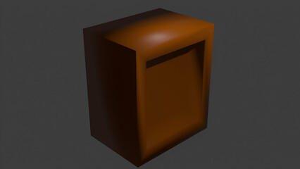 3D Render of Brown Rectangular Box with Indented Front Panel