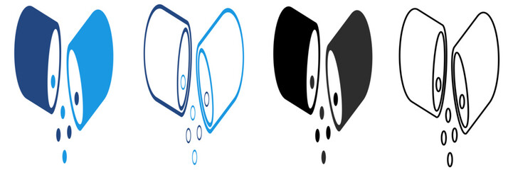 Black icon of an open medicine or supplement capsule, with powdered granules spilling out, indicating the contents or mechanism of action.	
