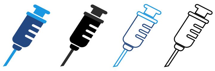 Medical syringe icon is used in medical field, including giving medicine through injection, taking blood samples etc.