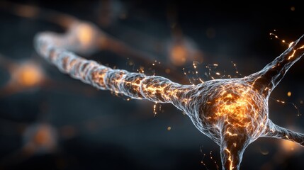 Neuronal Fervor: A vibrant and intricately detailed depiction of a neuron. Revealing the fascinating and complex structures of the brain, while capturing the essence of neurological science.