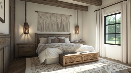 Rustic Bedroom Interior Design, Cozy Farmhouse Style Room Decor