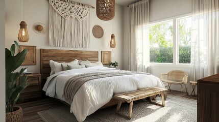 Cozy Bedroom Interior Design With Bohemian Decor And Natural Light
