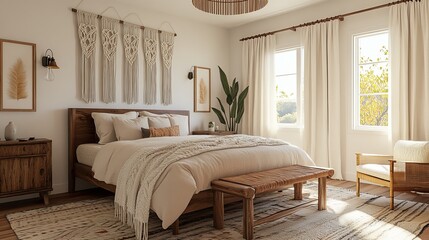Boho Chic Bedroom Design With Macrame And Natural Light