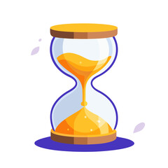 Hourglass with flowing golden sand time