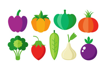 Flat Design Colorful Vegetables and Fruits Illustration