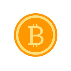 Bitcoin icon orange yellow color in flat style. Blockchain illustration on white isolated background. Cryptocurrency business concept. Easily editable. Fit for bitcoin promotion.