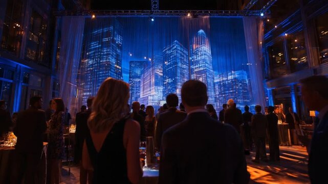 Night Event: Cityscape Projection at a Gala
