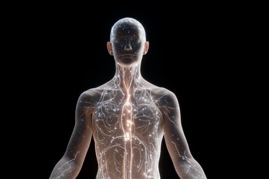 A person's nervous system glows during a mindful moment. This visual beautifully illustrates the core principle of somatic therapy: connecting with the body to heal the mind