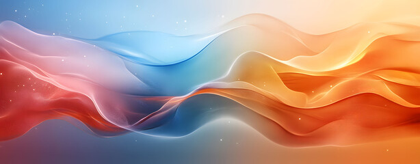 Abstract blue background with flowing waves and soft light