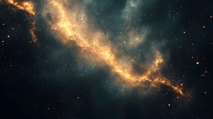A stunning cosmic tapestry unfolds with a celestial nebula, distant stars, and a sun-kissed galaxy illuminating the dark expanse of the universe