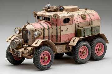 Obraz premium Cardboard model of a miniature toy vehicle