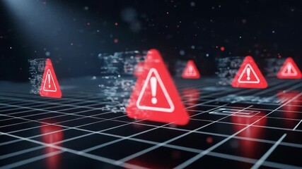 Abstract digital warning system graphic illustration of red triangles - Powered by Adobe