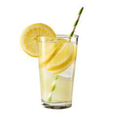 Fototapeta premium Refreshing Lemonade with Citrus Slices and Straw