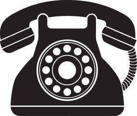 black retro telephone vector, telephone icon, telephone silhouette vector black and white
