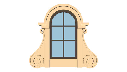 Vector sketch illustration of silhouette design of old building window balcony classic vintage