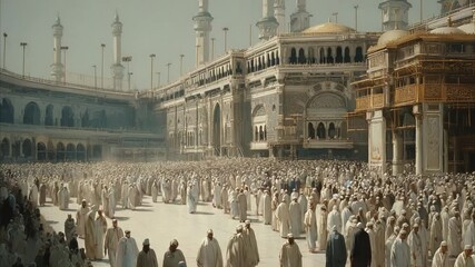 massive pilgrimage to a sacred Arabic Site crowd 4K Video