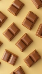 Fototapeta premium Chocolate bar cubes pattern repeat on solid story background