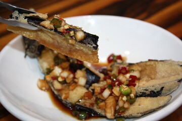 Korean Crispy Fried Eggplant with Seasoned Sauce