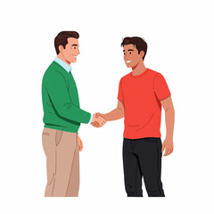Fototapeta premium Two Startup Co-founders Shaking Hands – Flat Vector Style