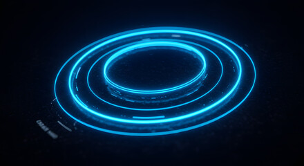Futuristic Neon Rings: Glowing Technology Interface