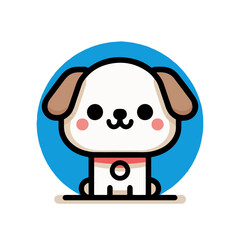 Cute cartoon puppy reading a book inside a box