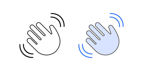 Obraz premium Gesture control support icon featuring a hand with wave lines, representing touchless interaction for accessible user interfaces.