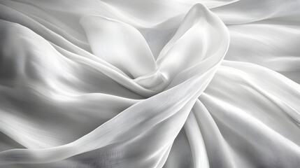 Obraz premium Close-up of white fabric with soft folds and wrinkles.