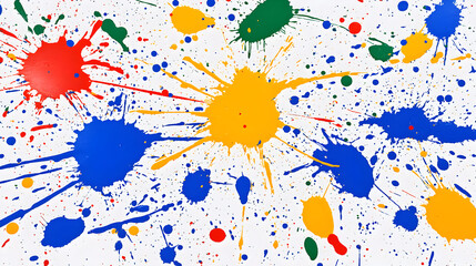 Colorful paint splatters on white background