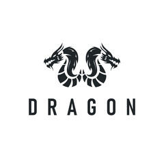 dragon logo design silhouette mythical animal legend with vintage concept old minimalist simple templet