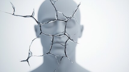 Duality of Self: Reflection in a Cracked Mirror Portraying Schizophrenia Symptoms