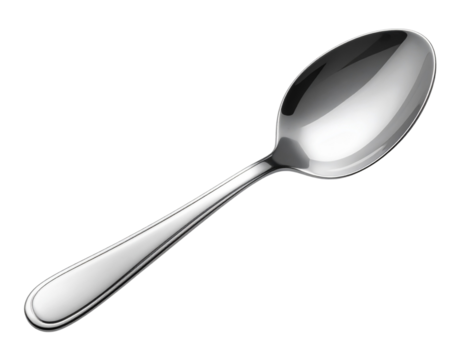 Top-Down View of Elegant Shiny Metal Spoon with Smooth Curves
