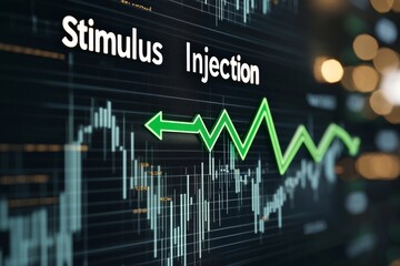 Stimulus injection market analysis digital screen visualization financial data environment dynamic viewpoint