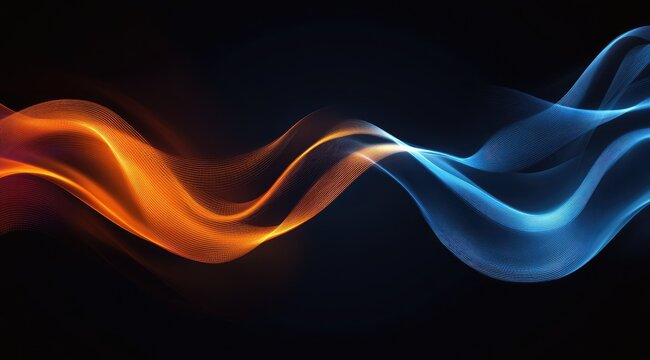 Abstract wavy lines, orange and blue - Powered by Adobe