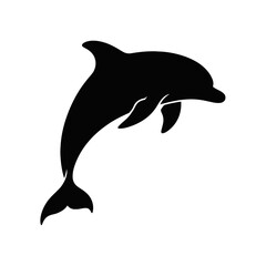 Obraz premium Leaping Dolphin Silhouette marine mammal aquatic animal