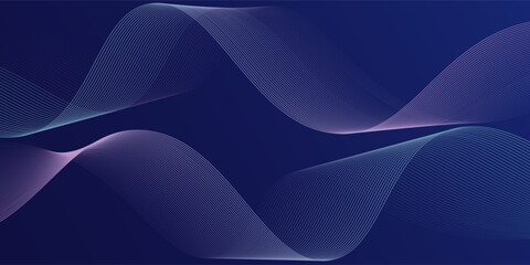 Dark abstract background with glowing wave. Shiny moving lines design element. Modern purple blue gradient flowing wave lines. Futuristic technology concept. Vector illustration. eps10