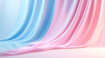 Soft pastel drapes, light blue and pink