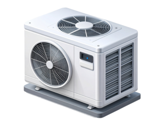 Isometric Illustration of White Air Conditioner Unit on Transparent Background
