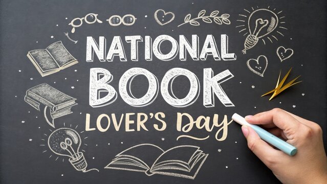 Celebrate national book lover's day with reading and literacy chalk art for bookworms and bibliophiles