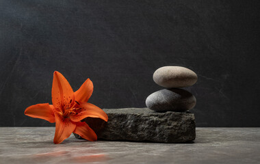 composition with stones for cosmetic perfume background