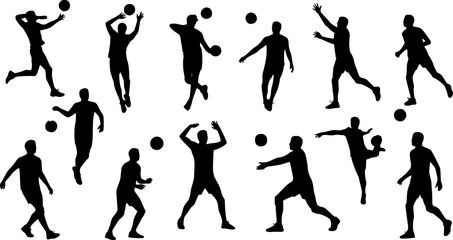Set of silhouettes of volleyball sport vector design

