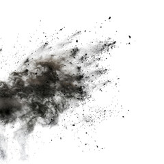 A grayscale image depicting a plume of smoke or dust against a black background, showing texture and detail in the dispersion