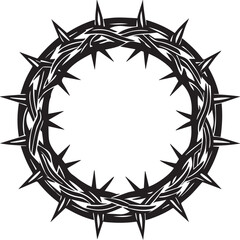 Obraz premium black round crown of thorns vector illustration, crown of thorns silhouette vector icon, logo design